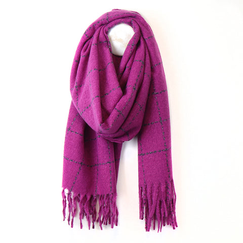 Running Stitch Check Scarf - Various Colours