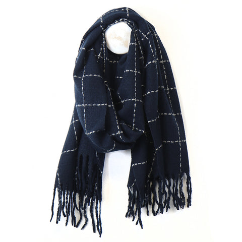 Running Stitch Check Scarf - Various Colours