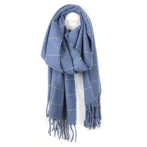 Fine Check Scarf With Fringe - Various Colours
