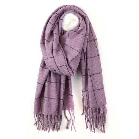 Fine Check Scarf With Fringe - Various Colours