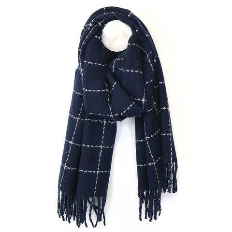 Fine Check Scarf With Fringe - Various Colours