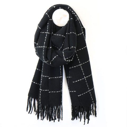 Fine Check Scarf With Fringe - Various Colours