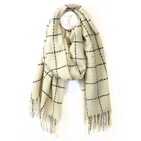 Fine Check Scarf With Fringe - Various Colours