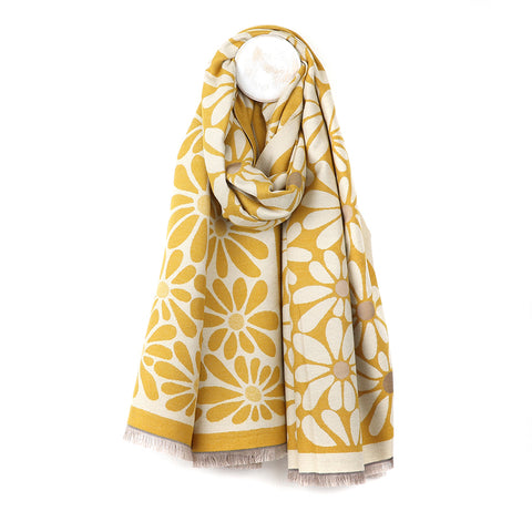 Bold Floral Reversible Jacquard Scarf - Various Colours