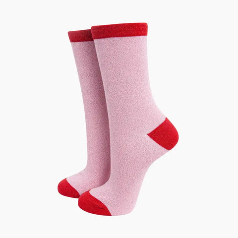 Glitter Socks with Contrast Top - Various Colours