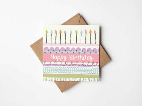 Penblwydd Hapus Stripe Card