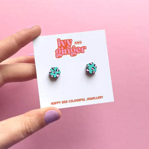 Leopard Print Circle Earrings - Various Colours