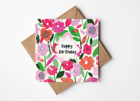 Penblwydd Hapus Floral Bright