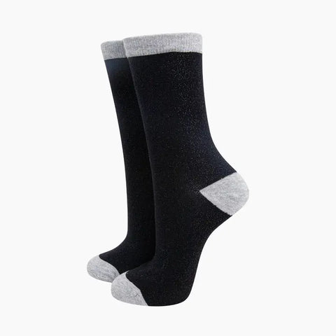 Glitter Socks with Contrast Top - Various Colours