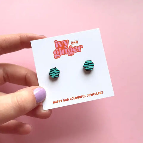 Hexagon Earrings - Various Colours