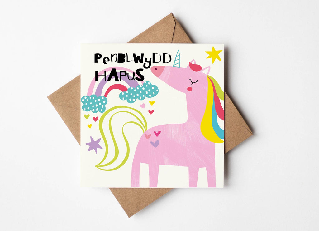 Penblwydd Hapus Unicorn