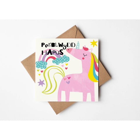 Penblwydd Hapus Unicorn