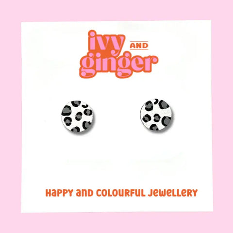 Leopard Print Circle Earrings - Various Colours