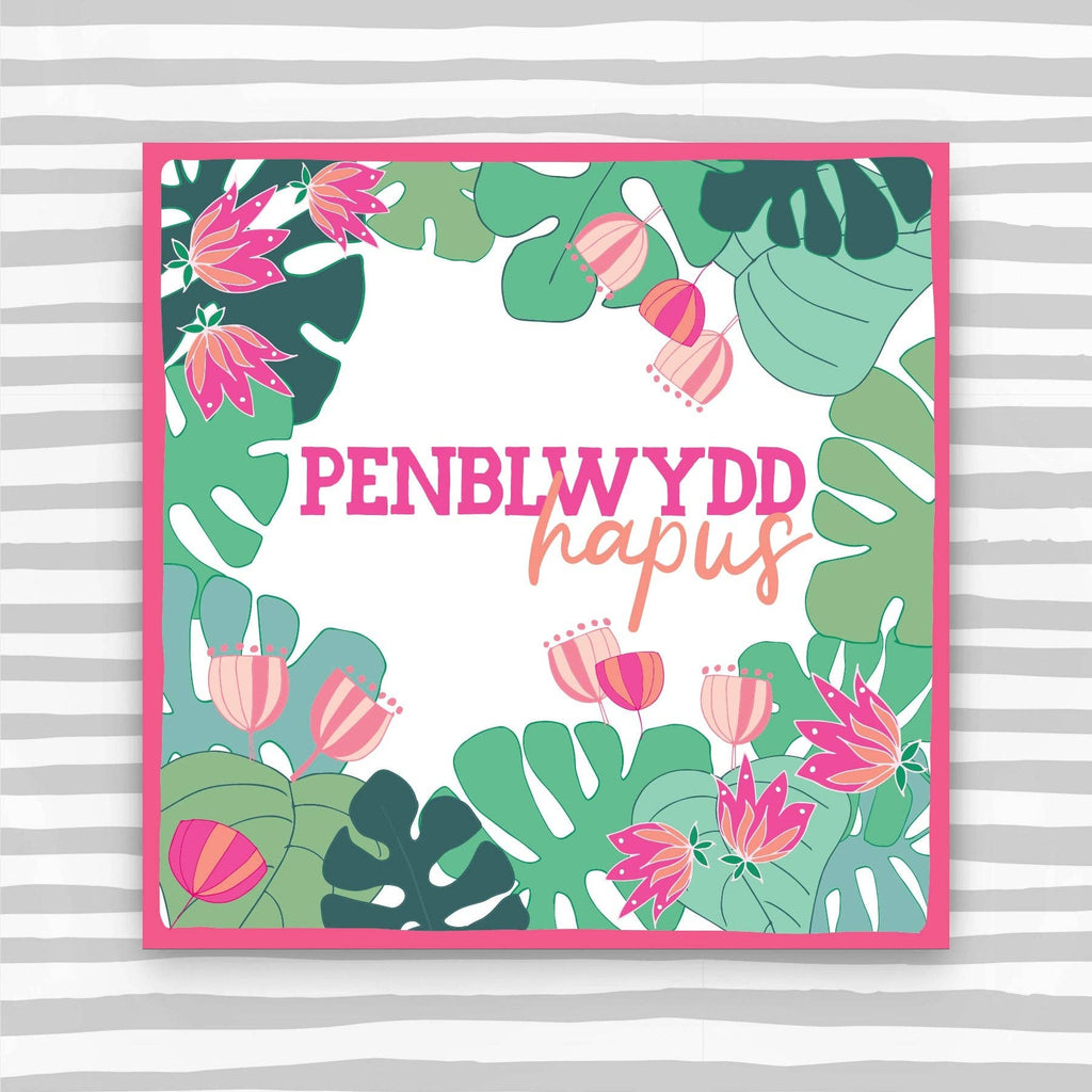 Penblwydd Hapus - Green Pink