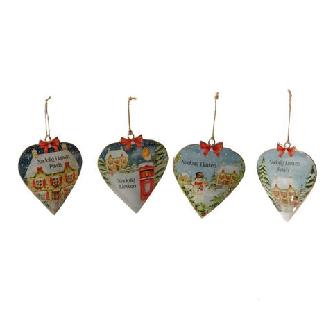 Metal Heart Shaped Cottage Scene Hanging