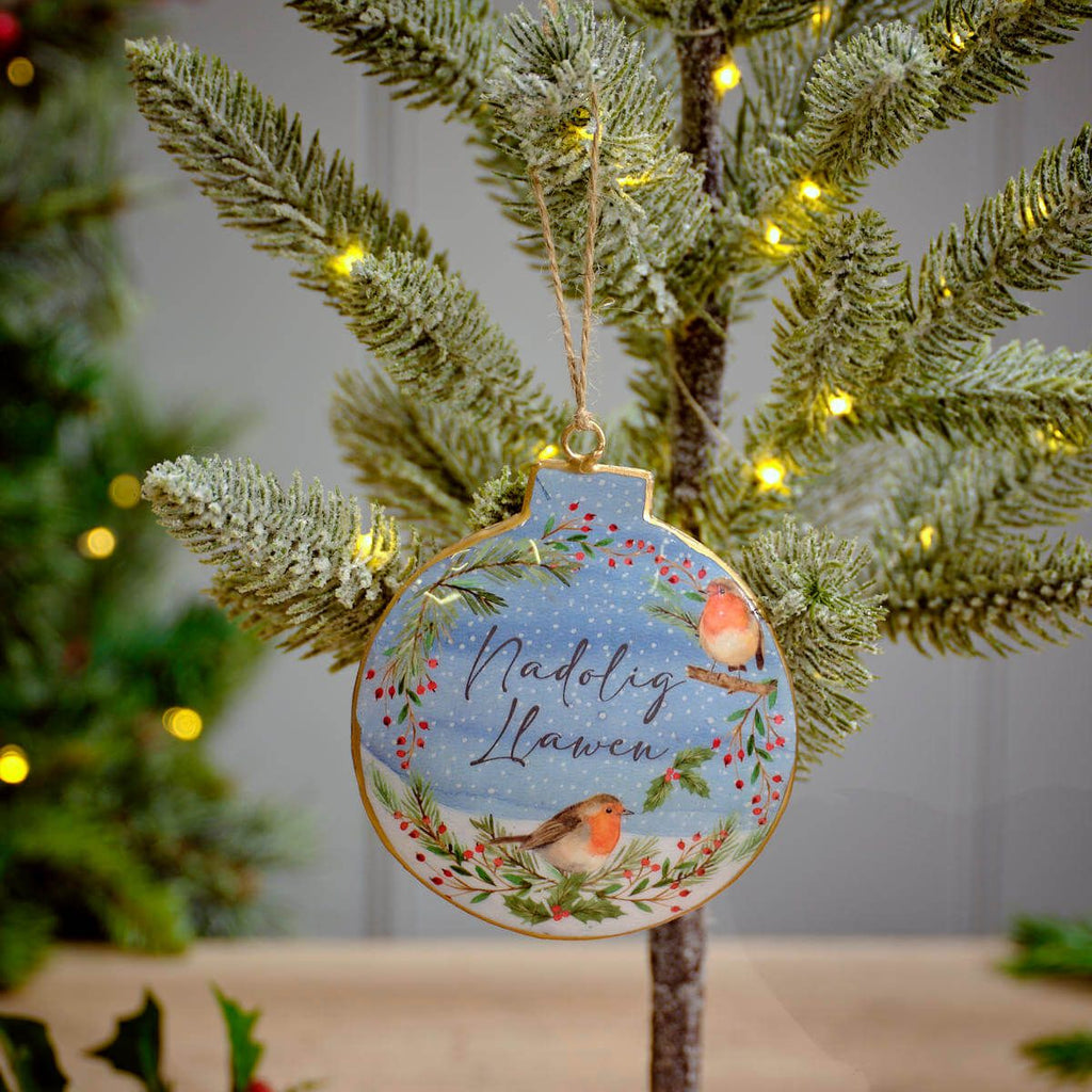 Metal Robin And Berry Bauble Hanger