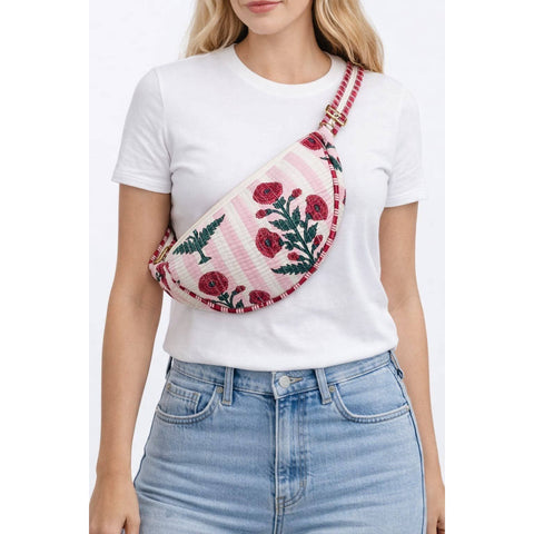 Quilted Cross Body - Pink Stripe