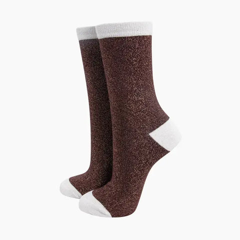 Glitter Socks with Contrast Top - Various Colours