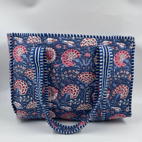Quilted Cotton Tote Bag - Various Colours
