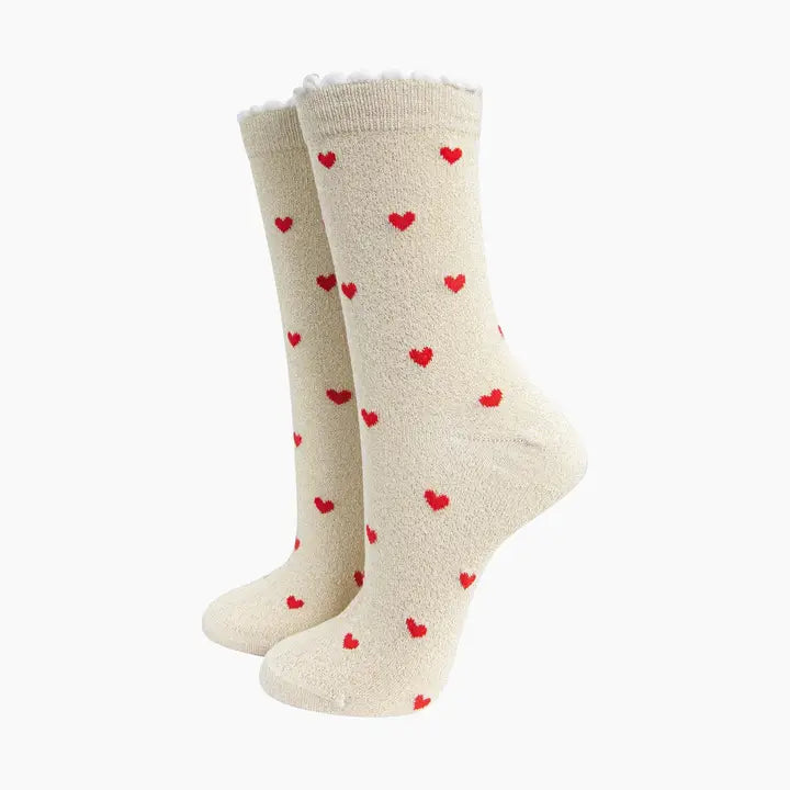 Love Hearts Glitter Socks - Various Colours