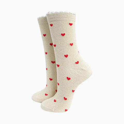 Love Hearts Glitter Socks - Various Colours