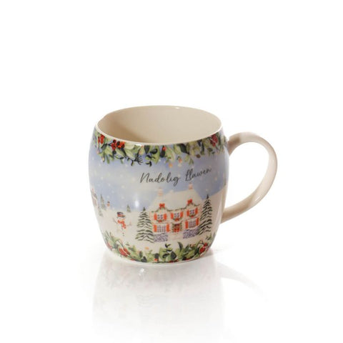Welsh Christmas Cottage Scene Mug