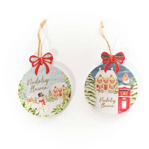 Raised Christmas Design Ceramic Hanger - Various Designs