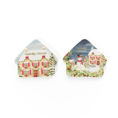 Festive House Shaped Ceramic Coaster - Various Design