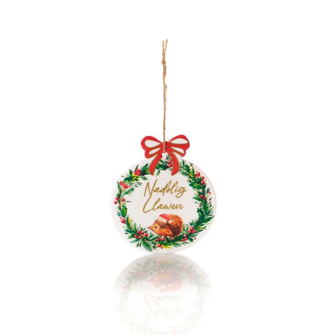 Raised Wreath Design Ceramic Hanger