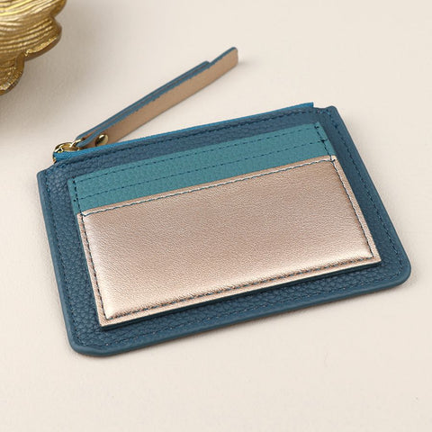 Metallic Mix Faux Leather Card Holder - Various Colours