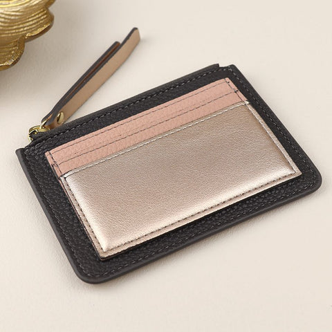 Metallic Mix Faux Leather Card Holder - Various Colours