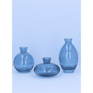 Clear Blue Glass Bud Vase