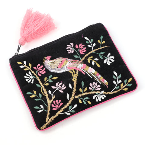 Embroidered Zip Purse - Various Colours