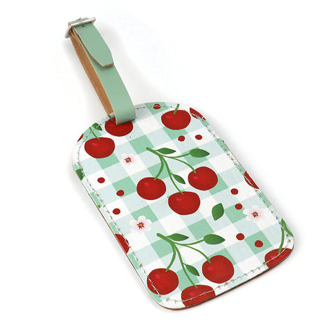 Cherry Recycled Leather Luggage Tag