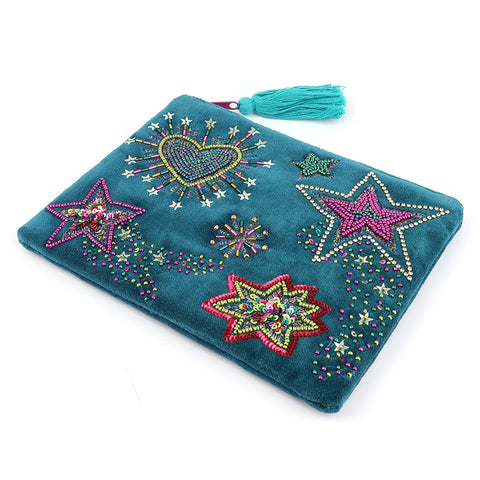Velvet Embellished Purse - Various Colours