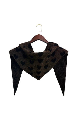 Contrast Hearts Triangle Scarf - Various Colours