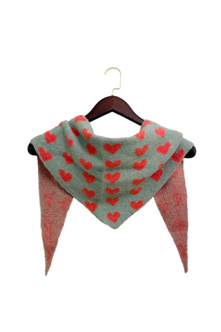 Contrast Hearts Triangle Scarf - Various Colours