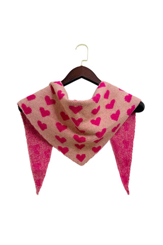 Contrast Hearts Triangle Scarf - Various Colours
