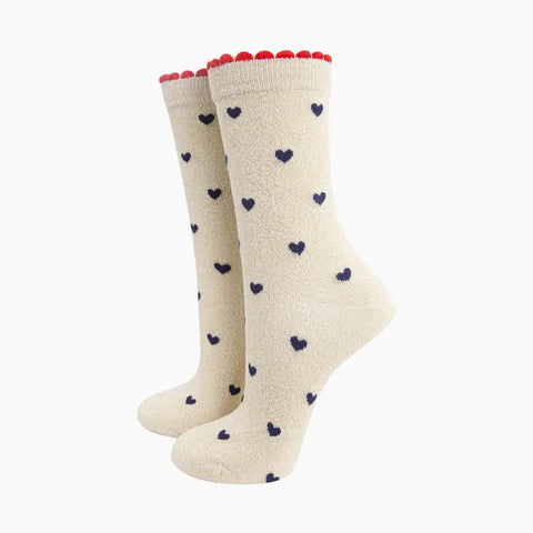 Love Hearts Glitter Socks - Various Colours
