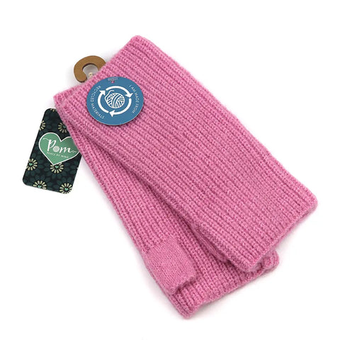 Recycled Yarn Rib Knitted Wrist Warmers - Various Colours