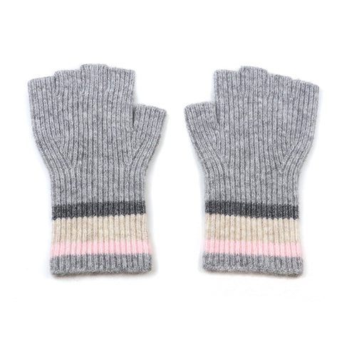 Striped Wrist Fingerless Gloves - Various Colours