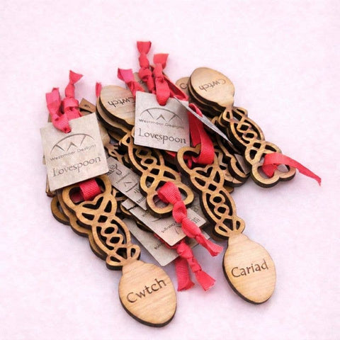 Wooden Welsh Lovespoon Decorations – Cariad & Cwtch