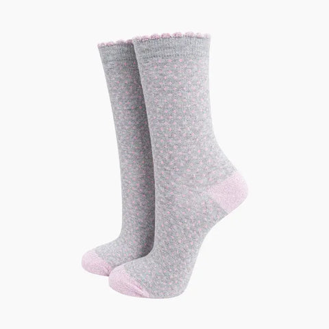 Polka Dots Glitter Socks - Various Colours