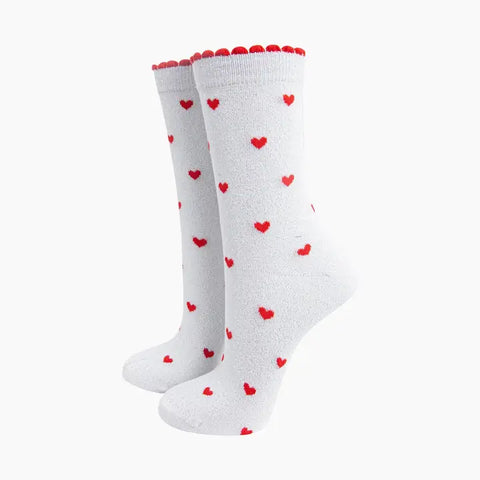 Love Hearts Glitter Socks - Various Colours