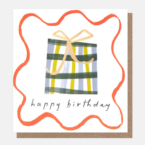 Checked Present Birthday Card