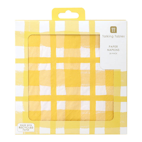 Yellow & White Check Napkins