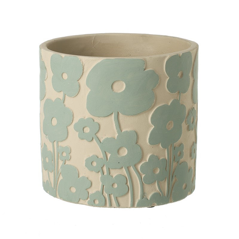 Aqua Poppy Cement Pot - Various Sizes