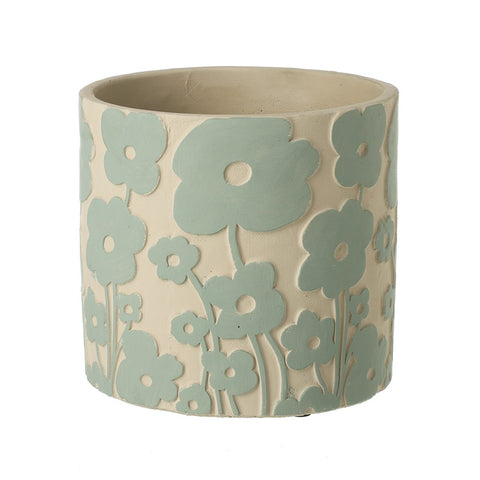 Aqua Poppy Cement Pot - Various Sizes