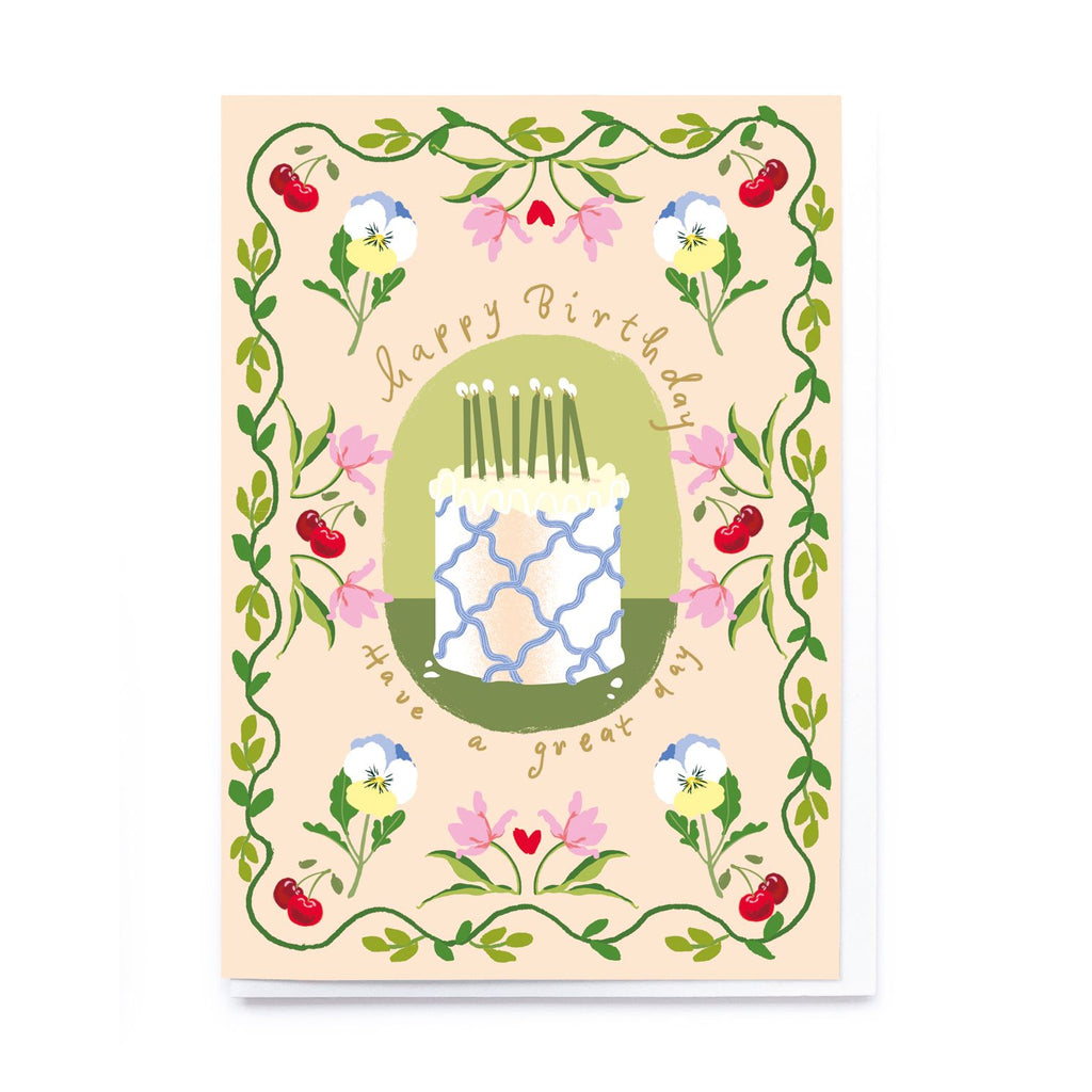 Happy Birthday Cake & Cherries