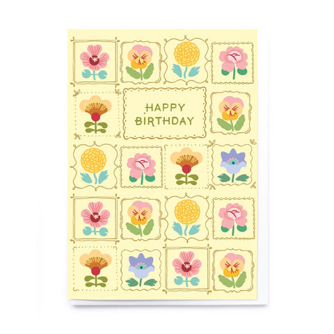 Happy Birthday Floral Squares